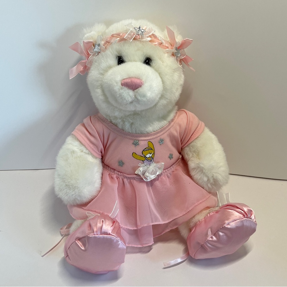 Build a Bear White Plush Retired Ballerina Pink Tutu Leotard Ballet Shoes Outfit